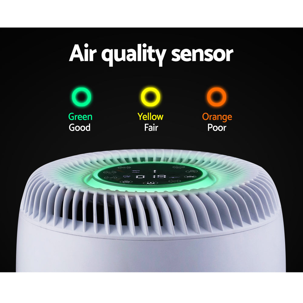 Devanti Compact HEPA Air Purifier with Ioniser and Air Quality Sensor for Home and Office