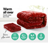 Giselle Luxury Burgundy Faux Mink Super King Quilt Set with Pillowcases - Side View