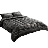 Giselle Bedding Luxe Charcoal Faux Mink King Quilt Set with Pillowcases