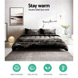 Giselle Bedding Luxe Charcoal Faux Mink King Quilt Set with Pillowcases - Side View