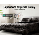 Giselle Bedding Luxe Charcoal Faux Mink King Quilt Set with Pillowcases - Top-Down View