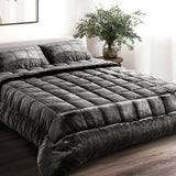 Giselle Bedding Luxe Charcoal Faux Mink King Quilt Set with Pillowcases - Low Angle