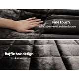 Giselle Charcoal Luxe Faux Mink Quilt and Pillowcase Set - Single Size Premium Bedding Collection - 45-Degree Angle