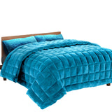 Giselle Bedding Luxe Teal Faux Mink Quilt Set - Queen Size