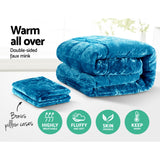 Giselle Bedding Luxe Teal Faux Mink Quilt Set - Queen Size - Side View