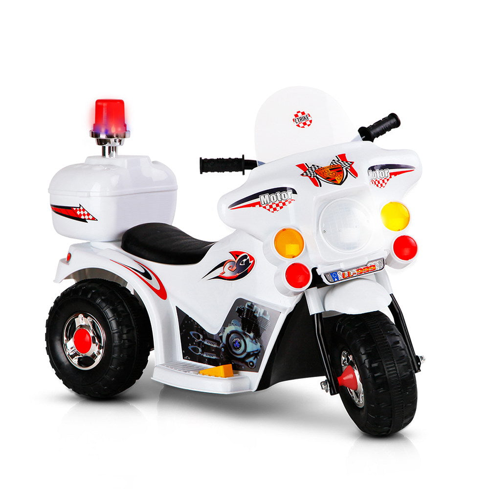White Rigo Kids Electric Ride-On Motorcycle with Flashing Lights