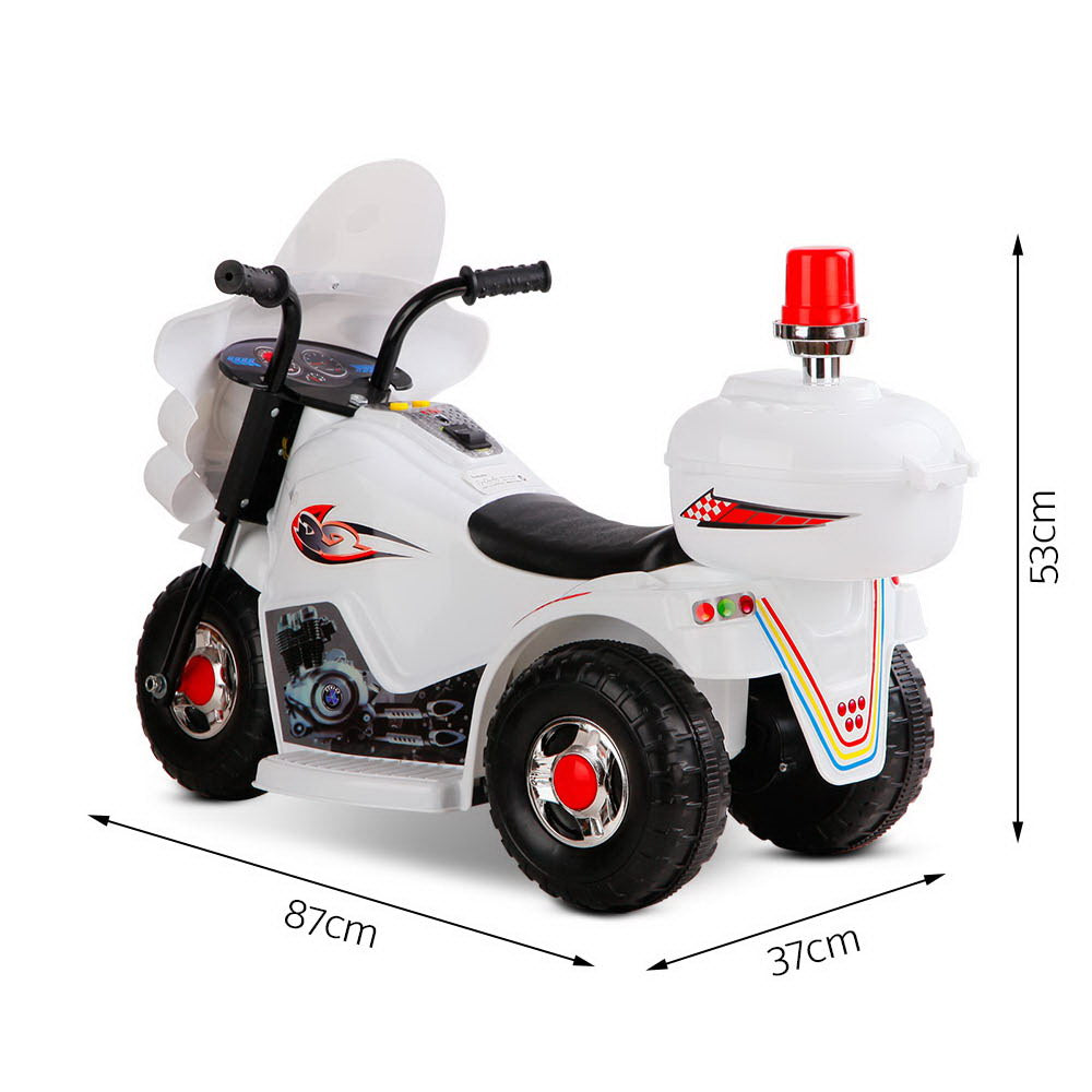 White Rigo Kids Electric Ride-On Motorcycle with Flashing Lights