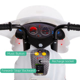 White Rigo Kids Electric Ride-On Motorcycle with Flashing Lights - 45-Degree Angle