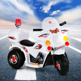White Rigo Kids Electric Ride-On Motorcycle with Flashing Lights - Close-Up Angle