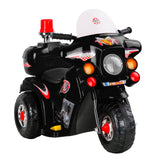 Black Kids Ride-On Police Motorcycle with Lights and Music