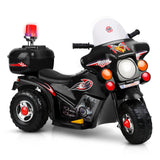 Black Kids Ride-On Police Motorcycle with Lights and Music - Side View