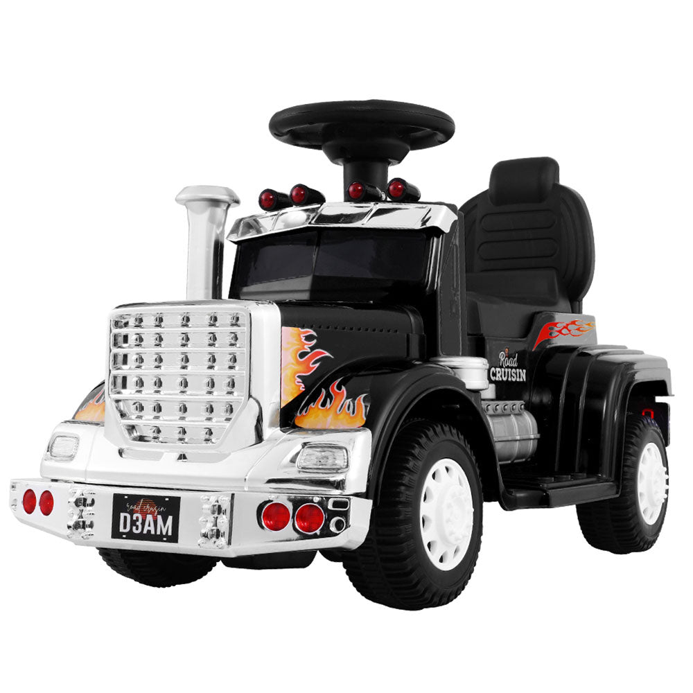 Electric Ride-On Truck for Kids - Rigo Black Battery-Powered Toy Car with Music and Lights