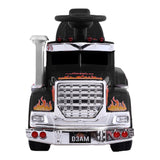 Electric Ride-On Truck for Kids - Rigo Black Battery-Powered Toy Car with Music and Lights - Side View
