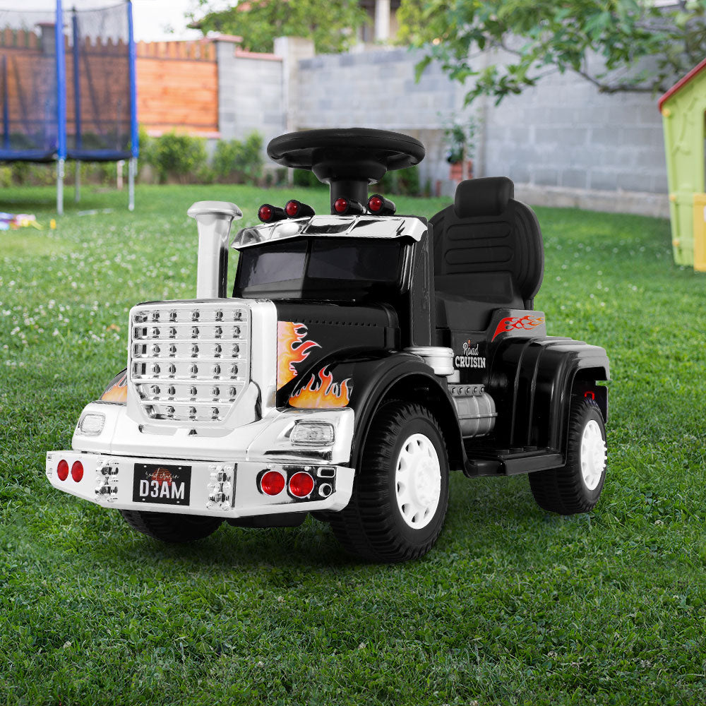 Electric Ride-On Truck for Kids - Rigo Black Battery-Powered Toy Car with Music and Lights