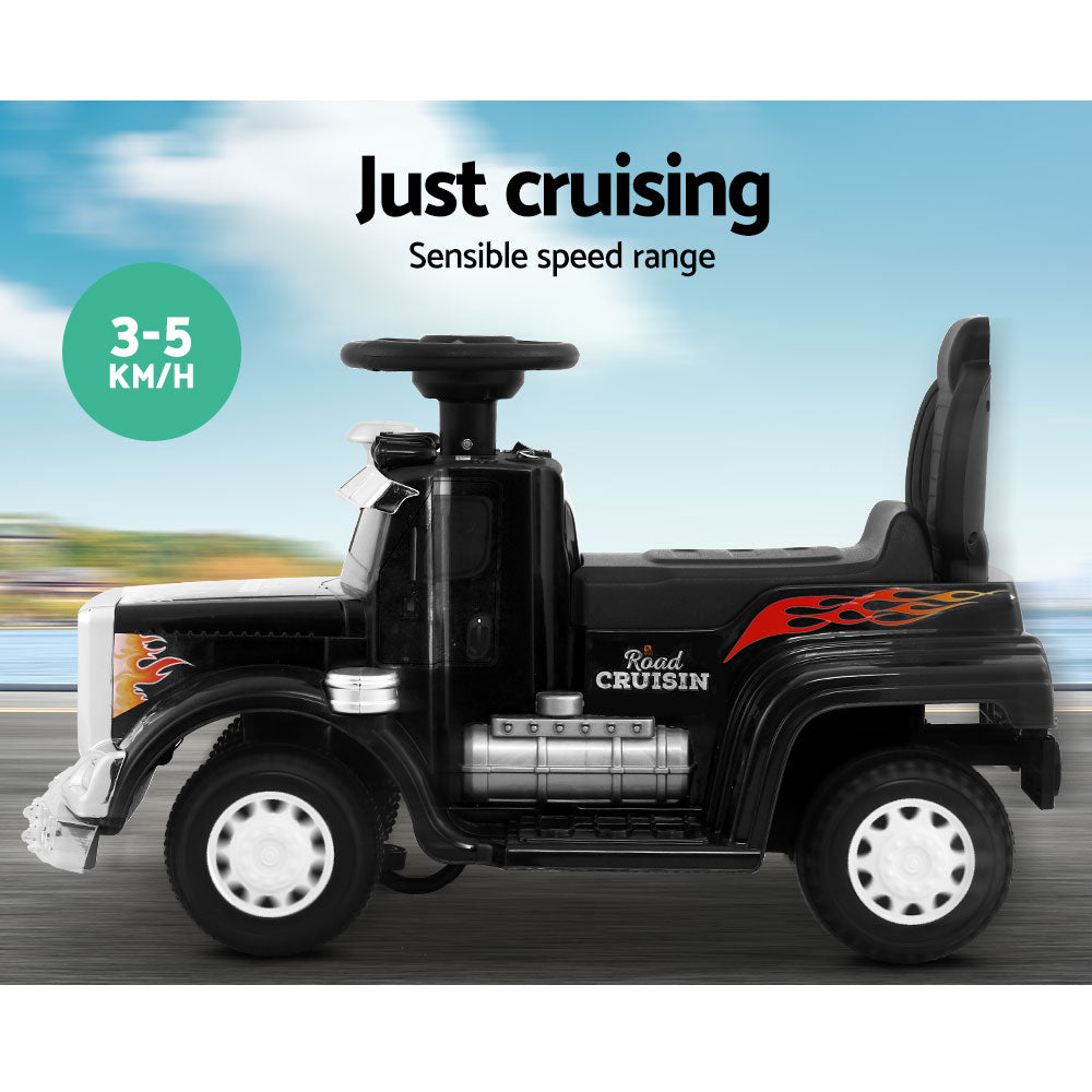 Electric Ride-On Truck for Kids - Rigo Black Battery-Powered Toy Car with Music and Lights
