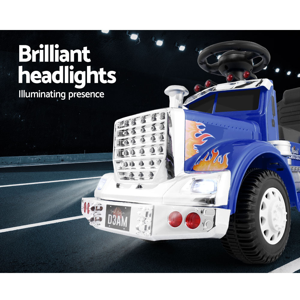 Electric Ride-On Truck for Kids - Rigo Blue Battery-Powered Toy Car for Children