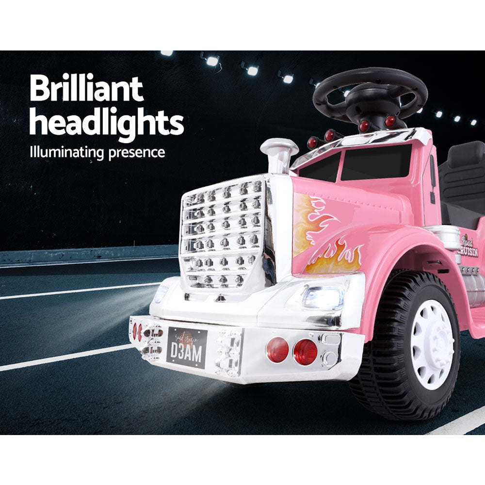 Kids Electric Ride-On Truck Toy - Rigo Pink Battery-Powered Car for Children