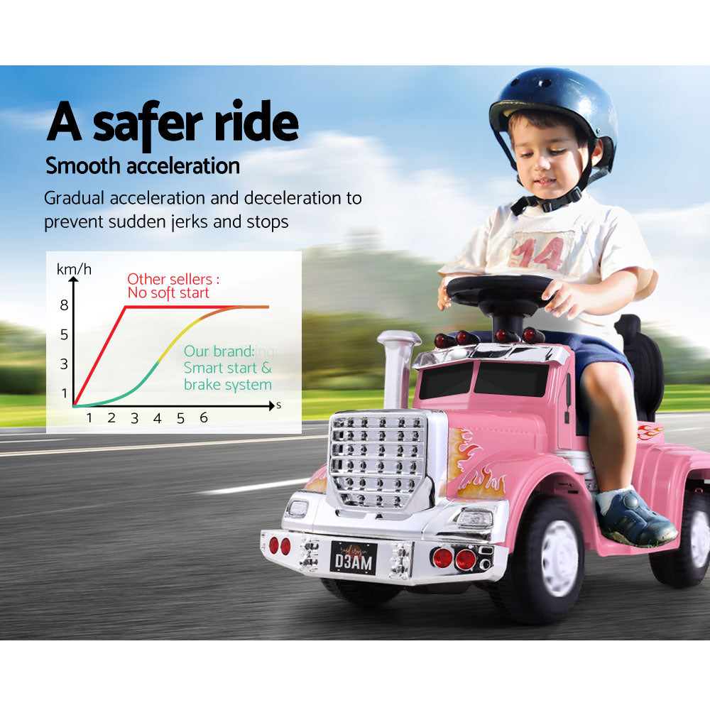 Kids Electric Ride-On Truck Toy - Rigo Pink Battery-Powered Car for Children