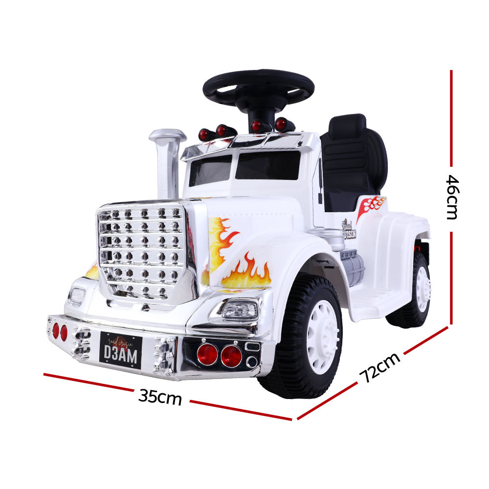 Electric Ride-On Truck for Kids - Rigo White Battery-Powered Toy Car with Realistic Features