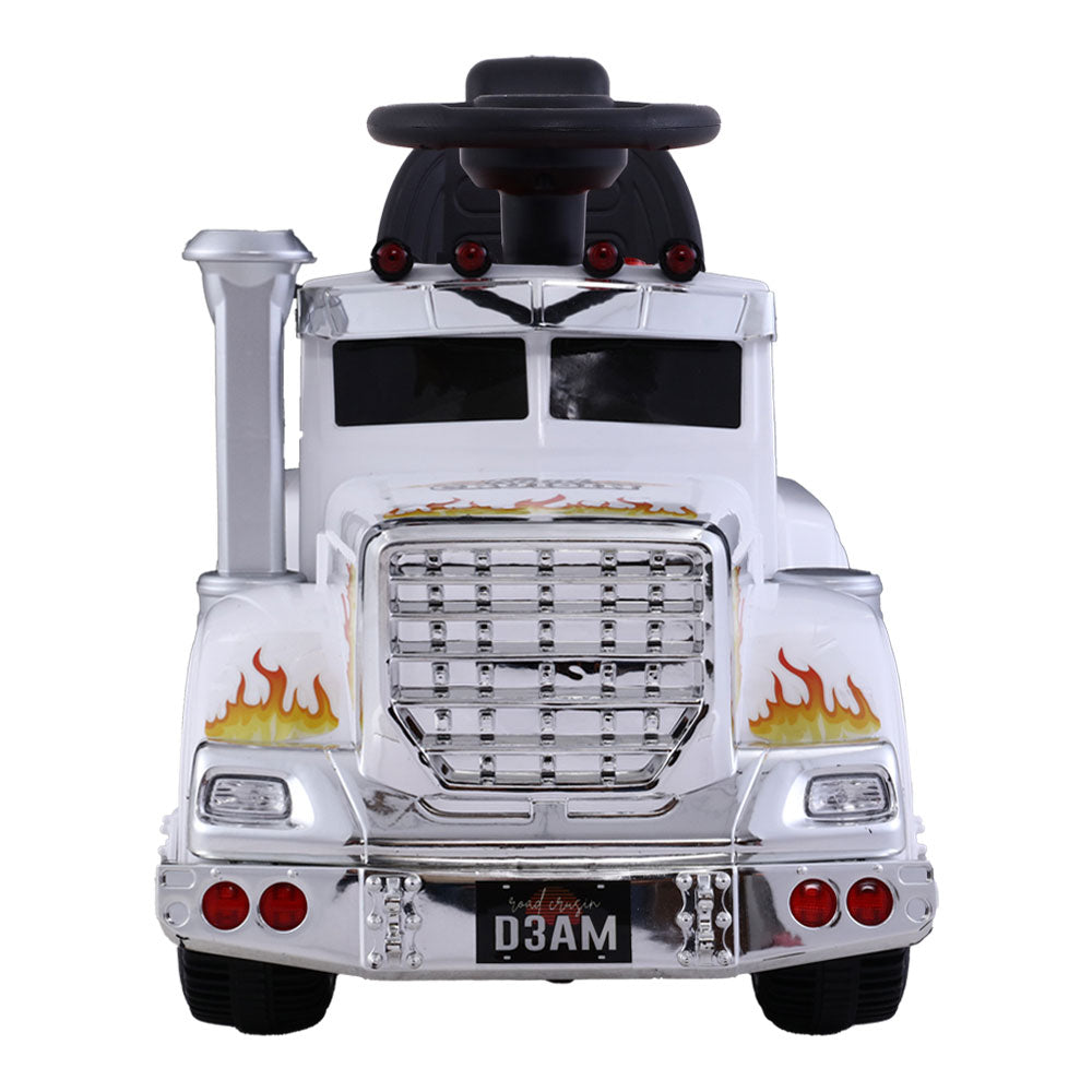 Electric Ride-On Truck for Kids - Rigo White Battery-Powered Toy Car with Realistic Features