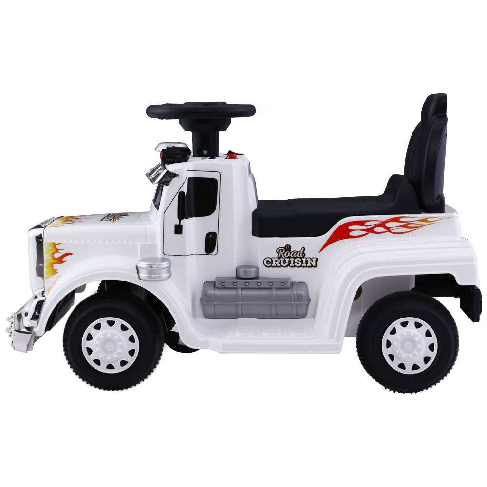 Electric Ride-On Truck for Kids - Rigo White Battery-Powered Toy Car with Realistic Features