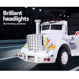 Electric Ride-On Truck for Kids - Rigo White Battery-Powered Toy Car with Realistic Features - 45-Degree Angle