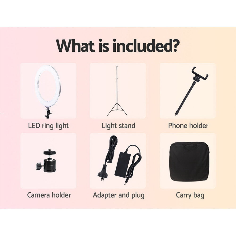 Embellir 19" Dimmable LED Ring Light with Adjustable Stand and Carry Bag