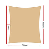 Deluxe 280gsm 3x3m Rectangular Outdoor Shade Sail Canopy - Front View