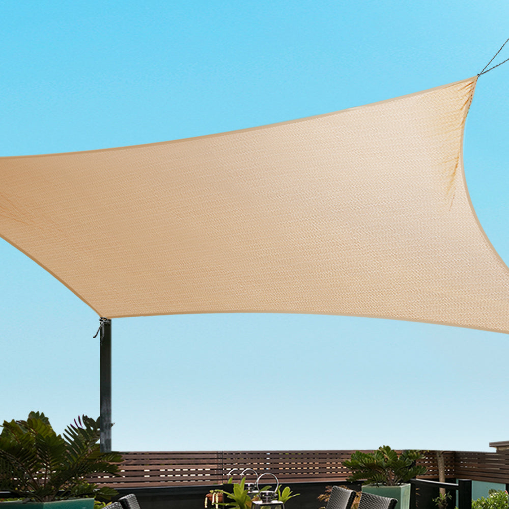 Instahut Shade Sail 5x6m Rectangle 185GSM 95% Sand Shade Cloth