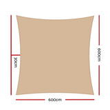 Commercial Grade 6x6m Sand Beige UV-Resistant Shade Sail Canopy for All-Weather Protection - Front View