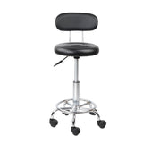 Artiss Adjustable Black PU Leather Salon Stool with Backrest and Swivel Function - Top-Down View