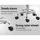 Artiss Adjustable Black PU Leather Salon Stool with Backrest and Swivel Function - Low Angle