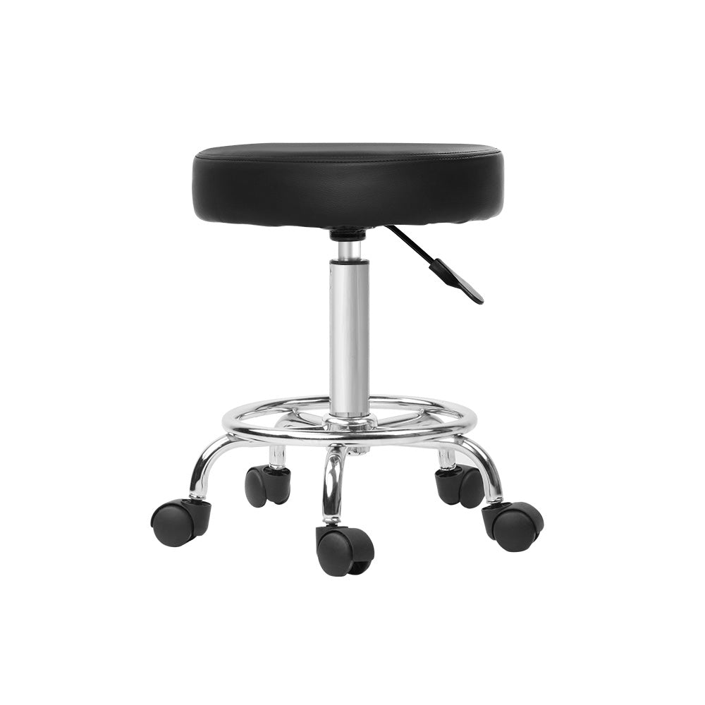 Artiss Set of 2 Hydraulic Lift Round Swivel Salon Stools in Black