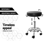 Artiss Set of 2 Hydraulic Lift Round Swivel Salon Stools in Black - Rear View