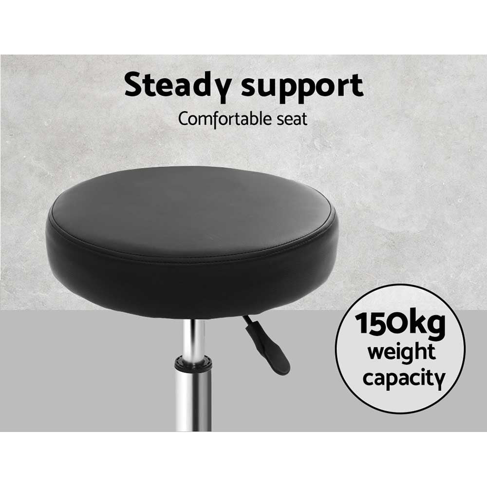 Artiss Set of 2 Hydraulic Lift Round Swivel Salon Stools in Black