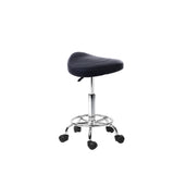 Adjustable Black PU Leather Saddle Salon Stool with Swivel Seat - Front View