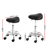 Adjustable Black PU Leather Saddle Salon Stool with Swivel Seat - Side View