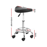 Set of 2 Black PU Leather Swivel Salon Stools with Hydraulic Lift and Footrest - Side View