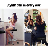 Set of 2 Black PU Leather Swivel Salon Stools with Hydraulic Lift and Footrest - Rear View