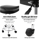 Set of 2 Black PU Leather Swivel Salon Stools with Hydraulic Lift and Footrest - Close-Up Angle
