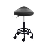 Stylish Black Swivel Saddle Salon Stool with Adjustable Height and Foam Padding - Top-Down View