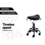 Stylish Black Swivel Saddle Salon Stool with Adjustable Height and Foam Padding - Rear View