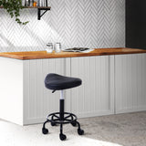 Stylish Black Swivel Saddle Salon Stool with Adjustable Height and Foam Padding