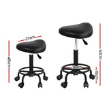 Set of 2 Black Hydraulic Lift Swivel Salon Stools with Saddle Seat Design - Side View