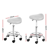Modern White PU Leather Swivel Saddle Stool for Salon and Beauty Studio - Side View