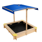 Keezi Eco-Friendly Kids Canopy Sand Pit - Natural Fir Wood Sandbox