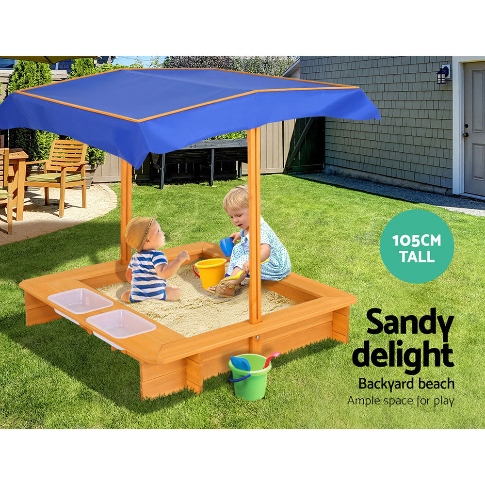 Keezi Kids' Outdoor Sandbox with Adjustable Canopy