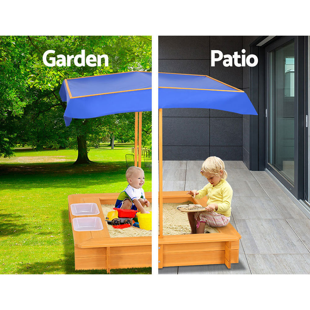 Keezi Kids' Outdoor Sandbox with Adjustable Canopy