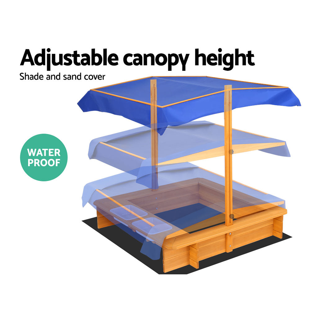 Keezi Kids' Outdoor Sandbox with Adjustable Canopy
