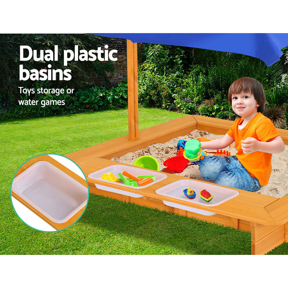 Keezi Kids' Outdoor Sandbox with Adjustable Canopy